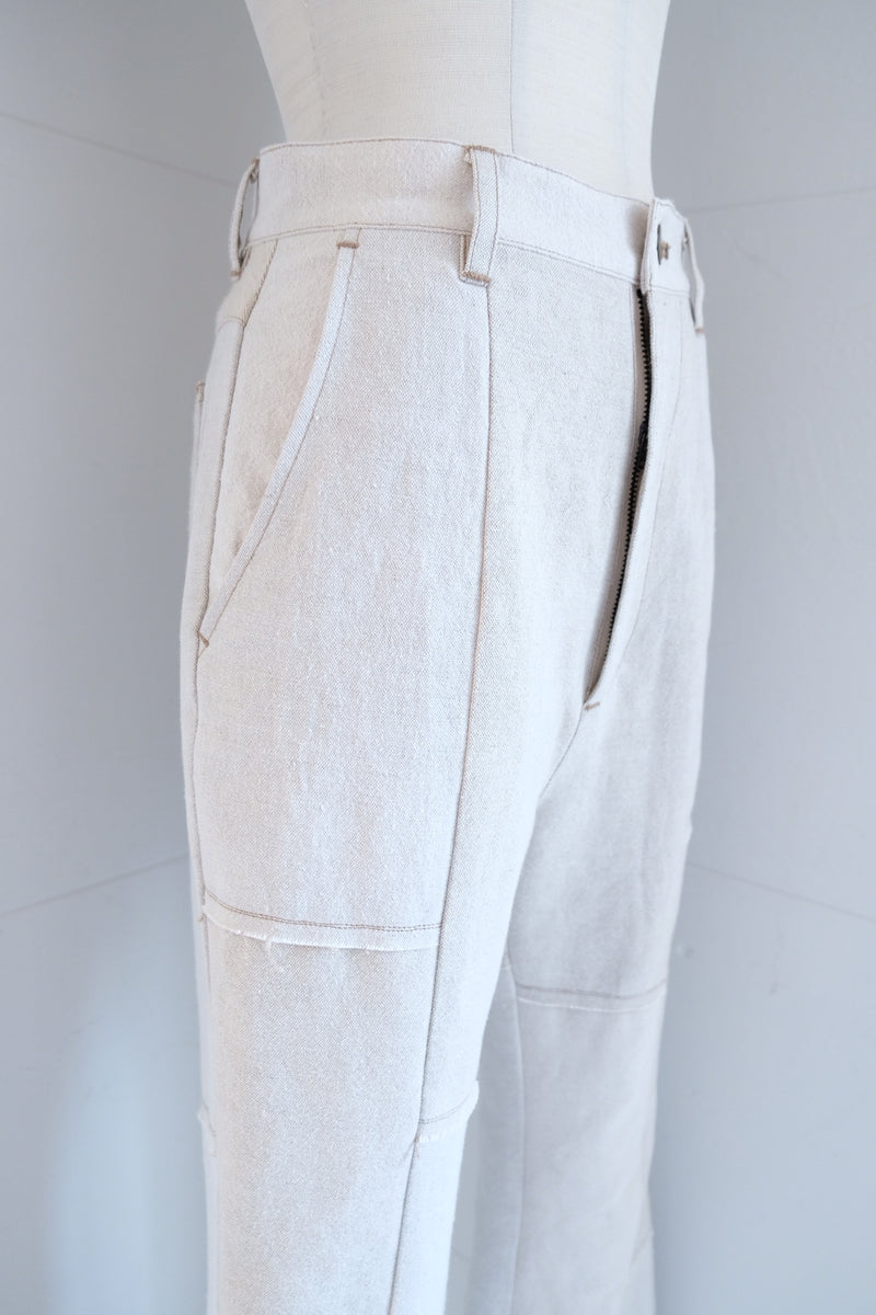 linen patchwork flare pants