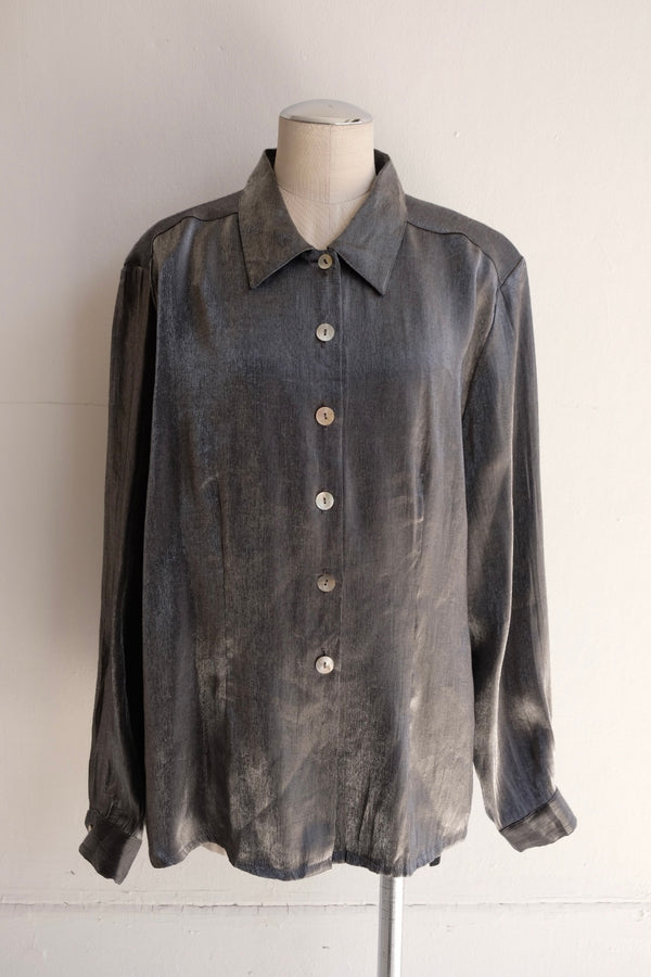 metallic long sleeve shirt