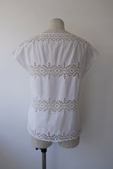 cutwork lace french sleeve tops