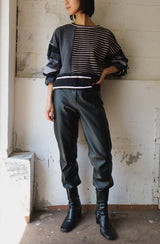back slit border long t-shirts