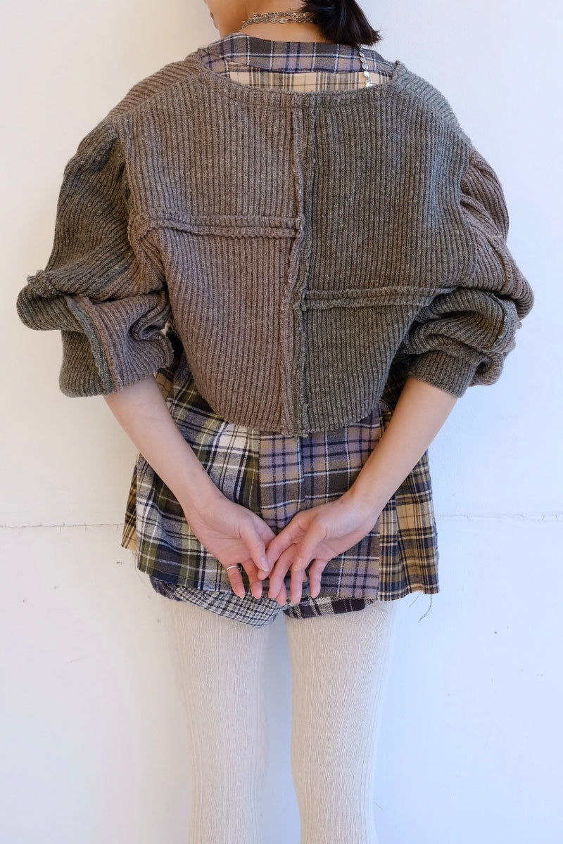 military rib short cardigan