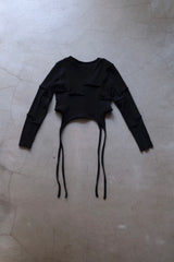 rib patchwork gater cardigan
