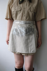 linen wrap mini skirt