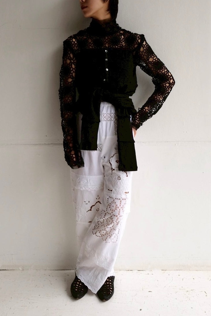 military rib patchwork cardigan