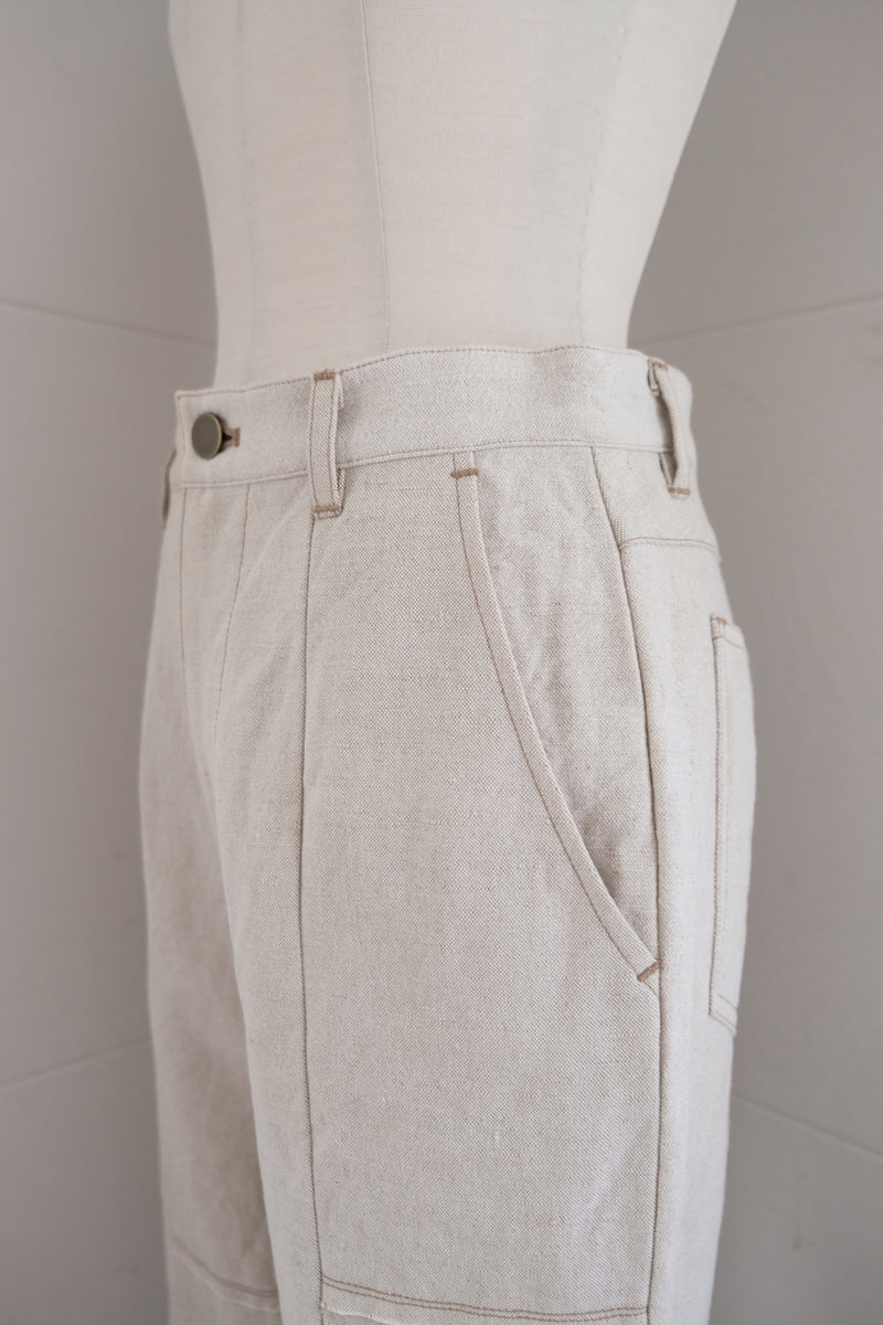 linen patchwork flare pants