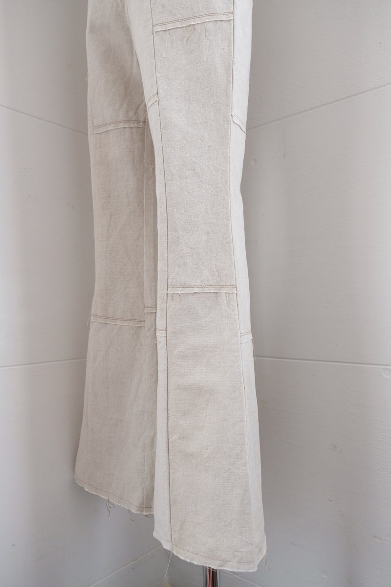 linen patchwork flare pants