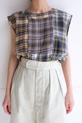 no sleeve check shirt