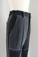 black denim patchwork pants