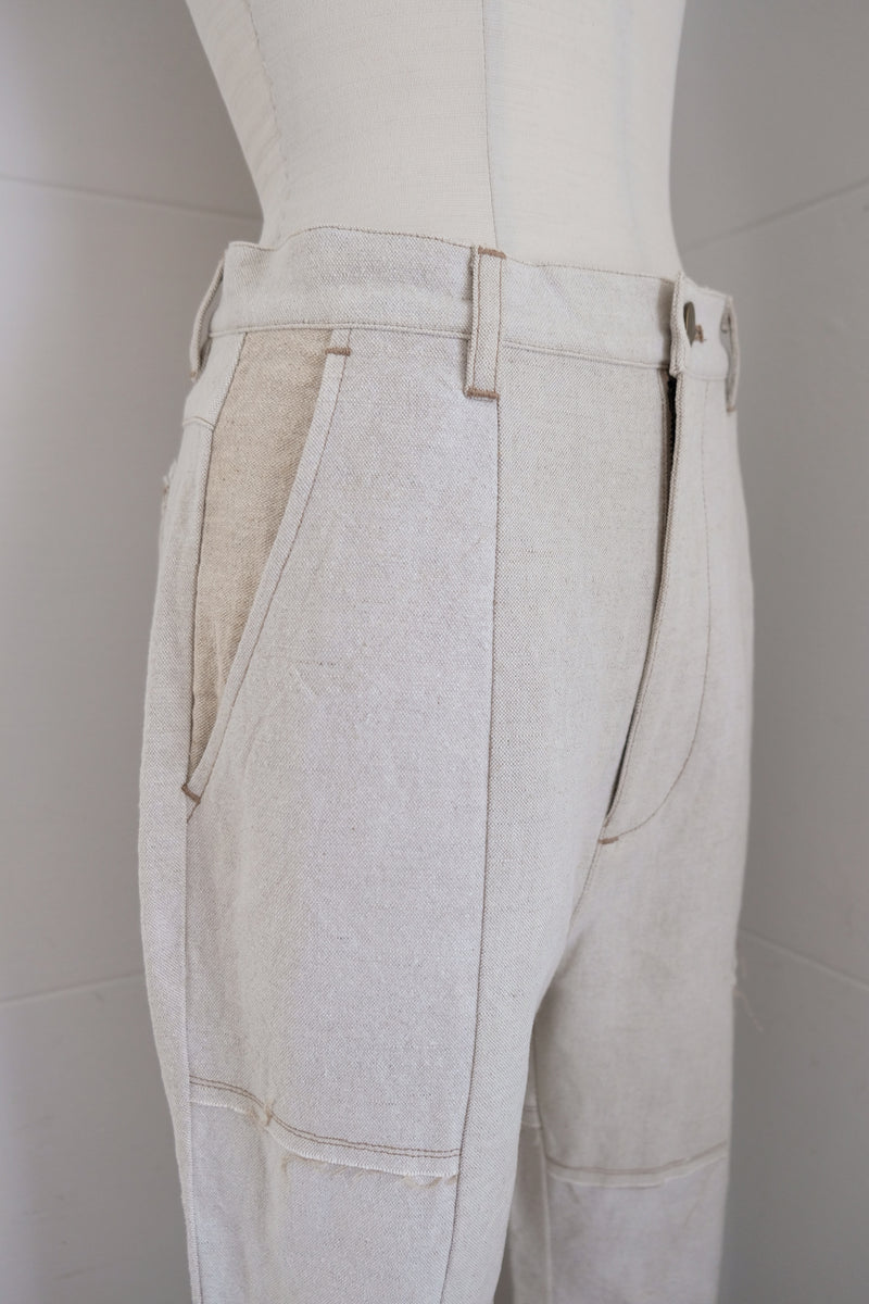 linen patchwork flare pants