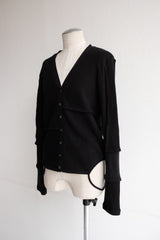 military rib patchwork cardigan