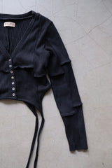 rib patchwork gater cardigan