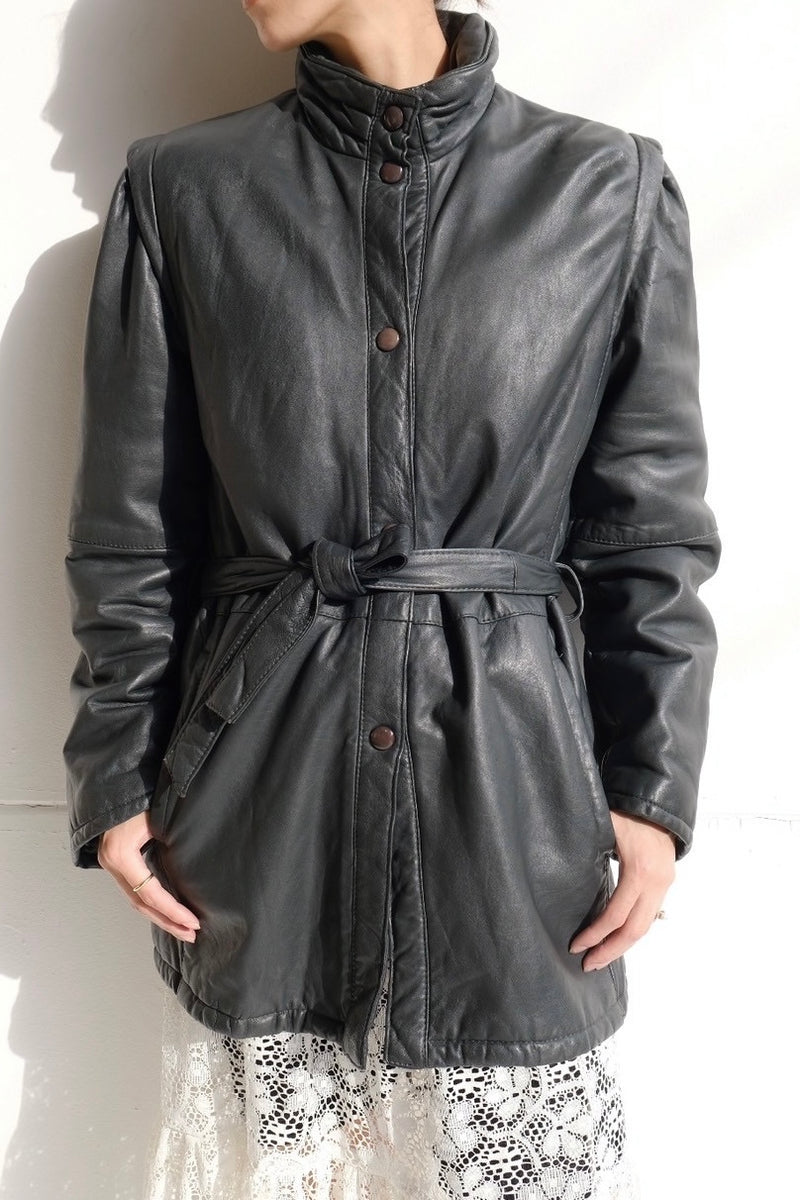 leather high neck jacket