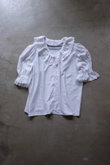 cutwork frill collar blouse
