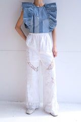 cutwork lace frill pants