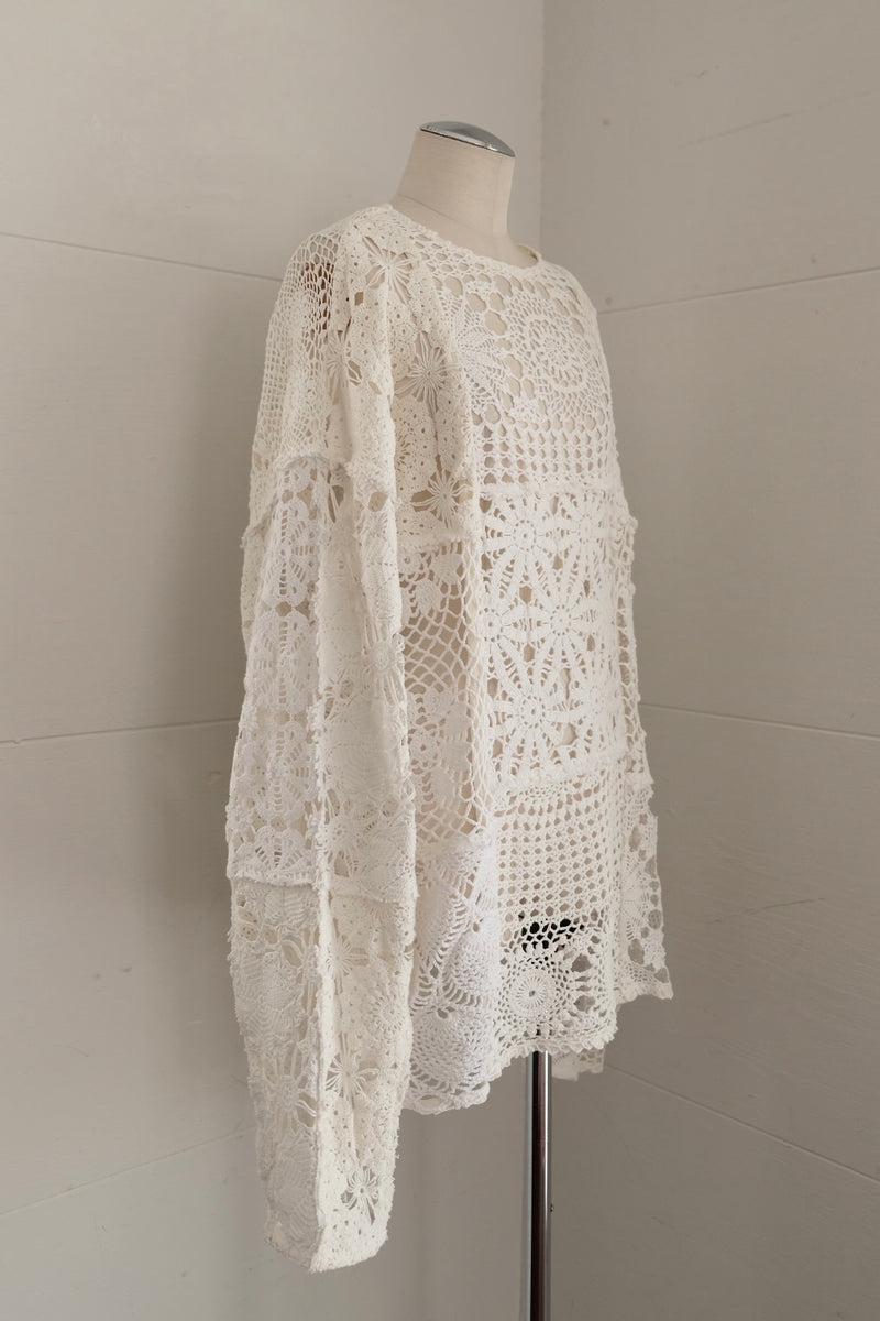 crochet lace long t-shirts (A)