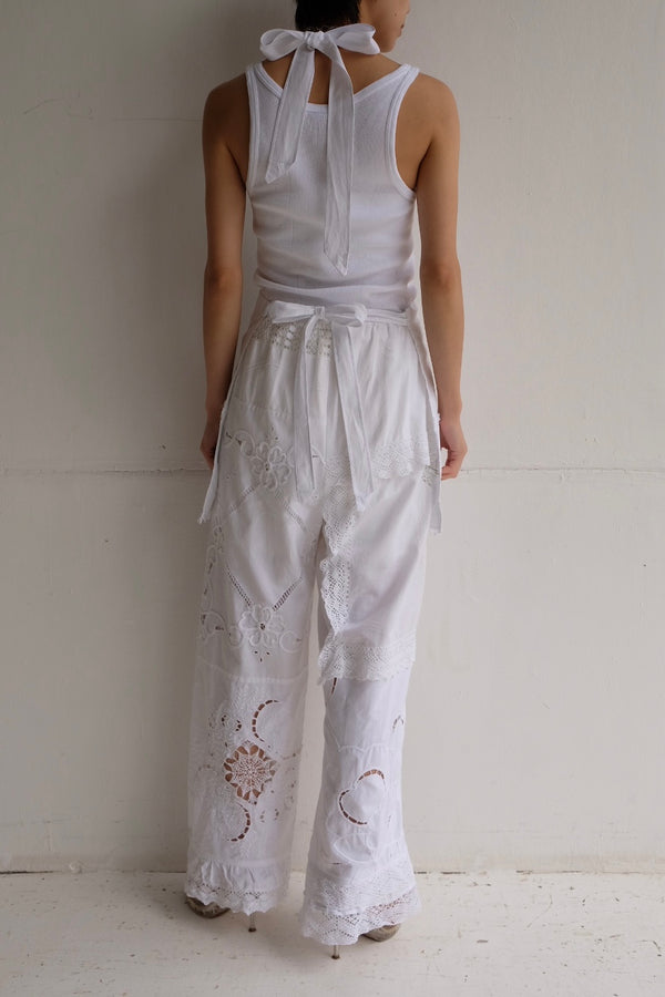 cutwork lace frill pants