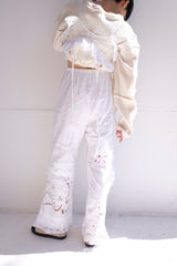 cutwork lace frill pants