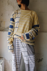 back slit border long t-shirts