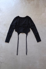 rib patchwork gater cardigan