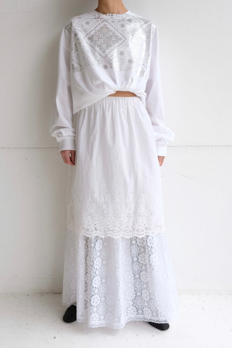 flower lace long T-shirts