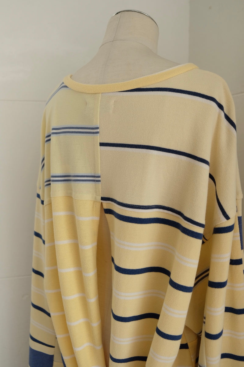 back slit border long t-shirts