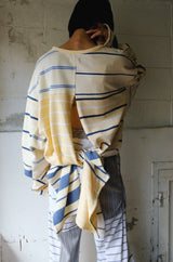 back slit border long t-shirts