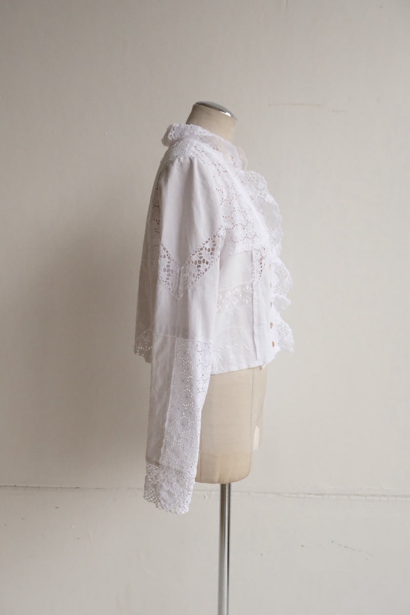 cutwork lace frill cardigan