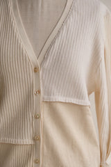 military rib patchwork cardigan