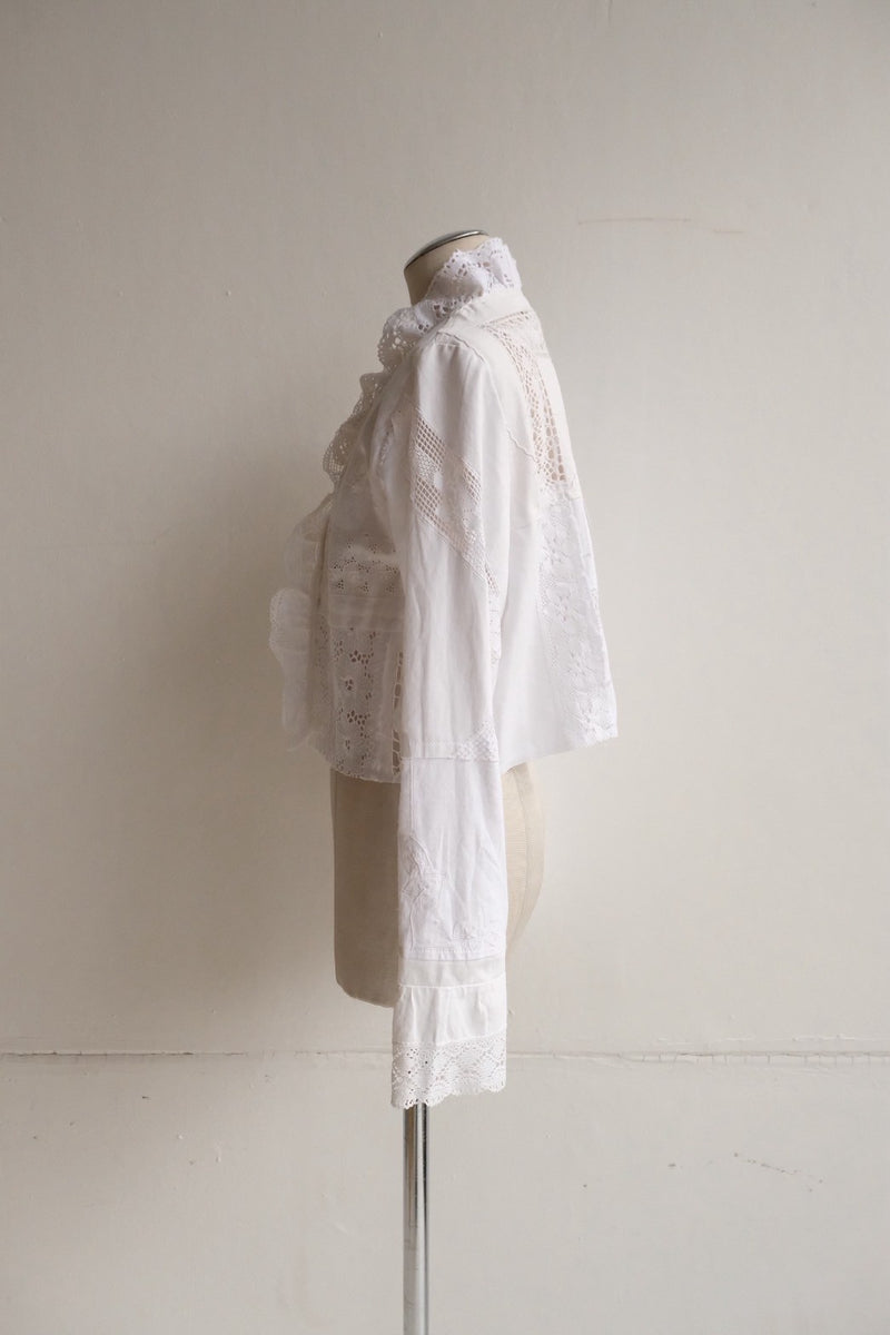 cutwork lace frill cardigan