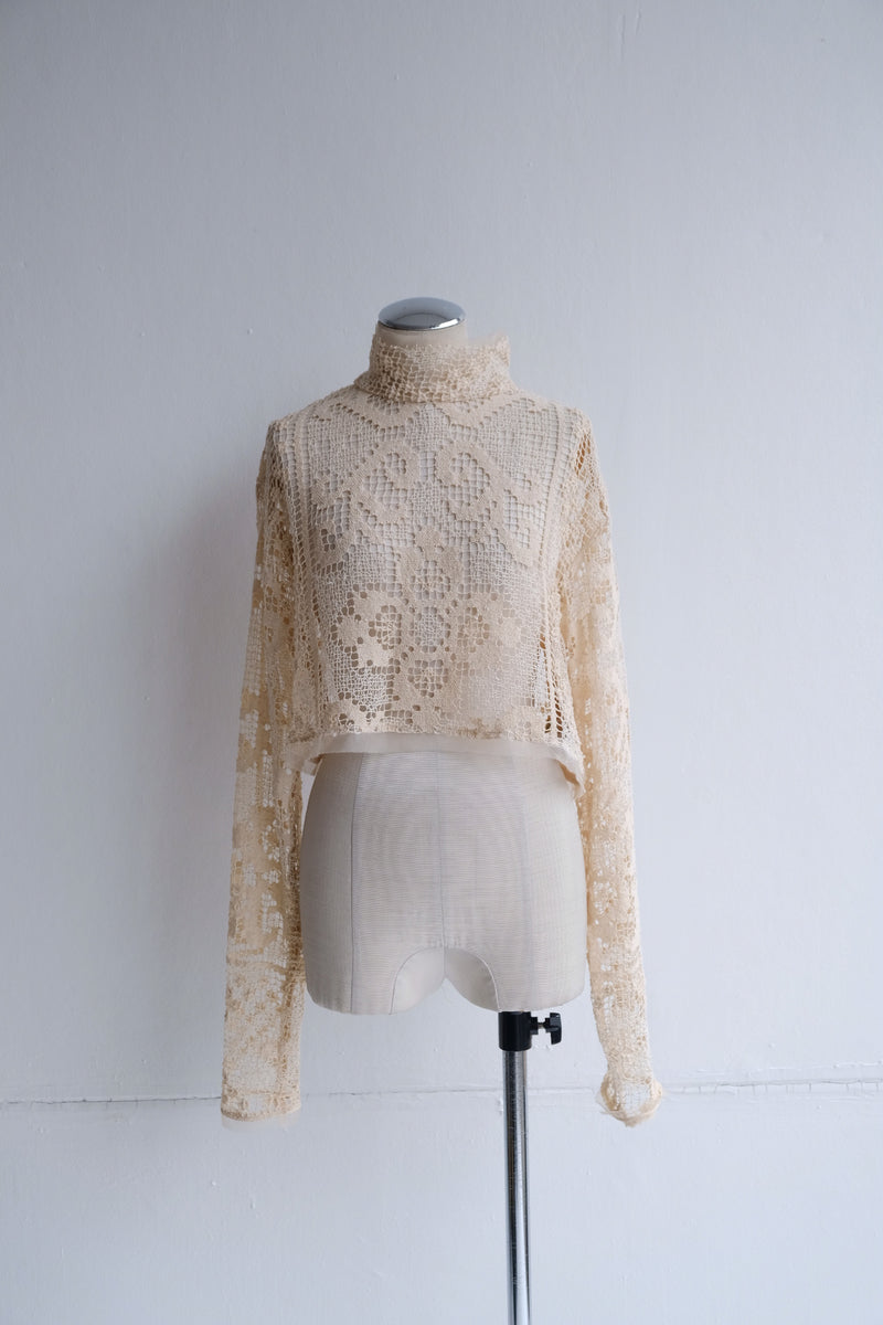 crochet lace high neck top