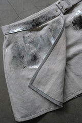 linen wrap mini skirt