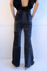 black denim patchwork pants