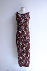 velour flower long dress