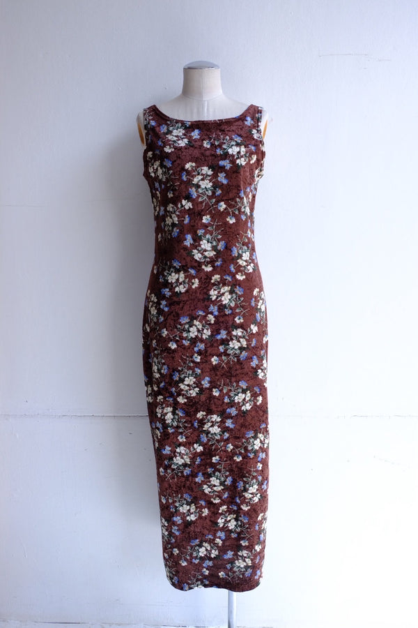 velour flower long dress