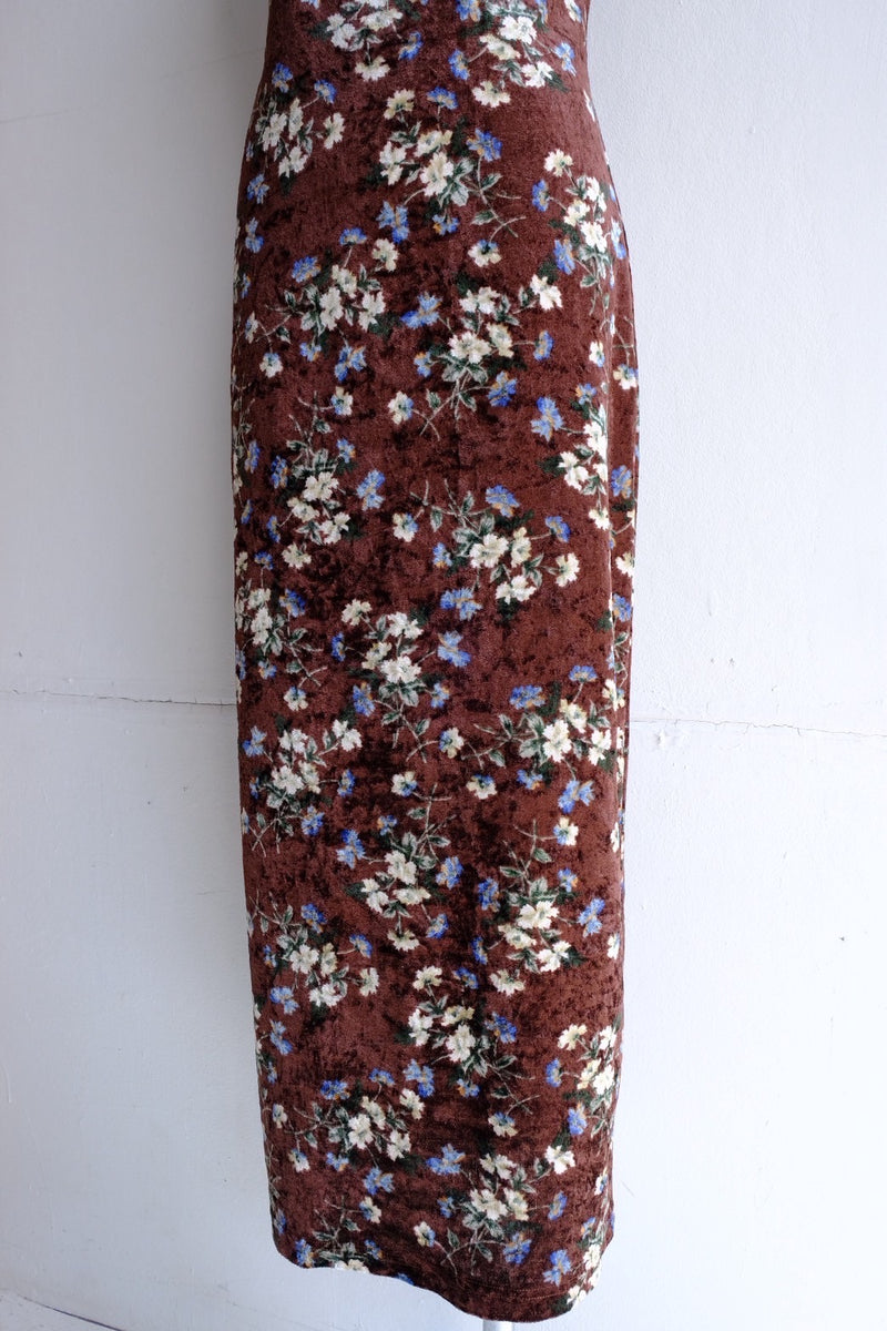 velour flower long dress