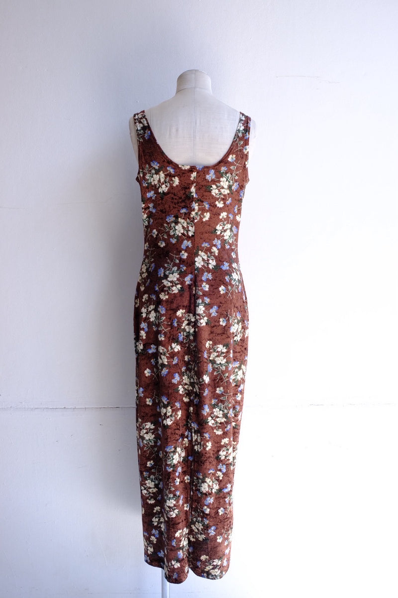 velour flower long dress