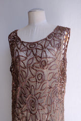 tape lace beads long dress