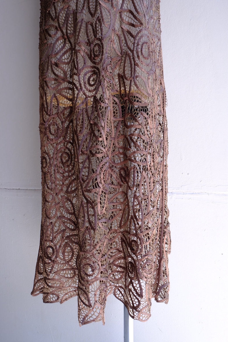 tape lace beads long dress