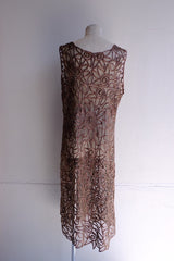 tape lace beads long dress