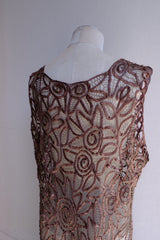 tape lace beads long dress