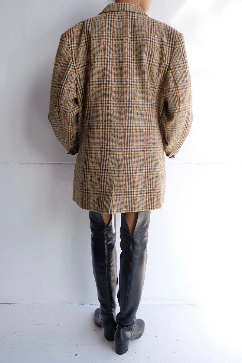 80's check double jacket