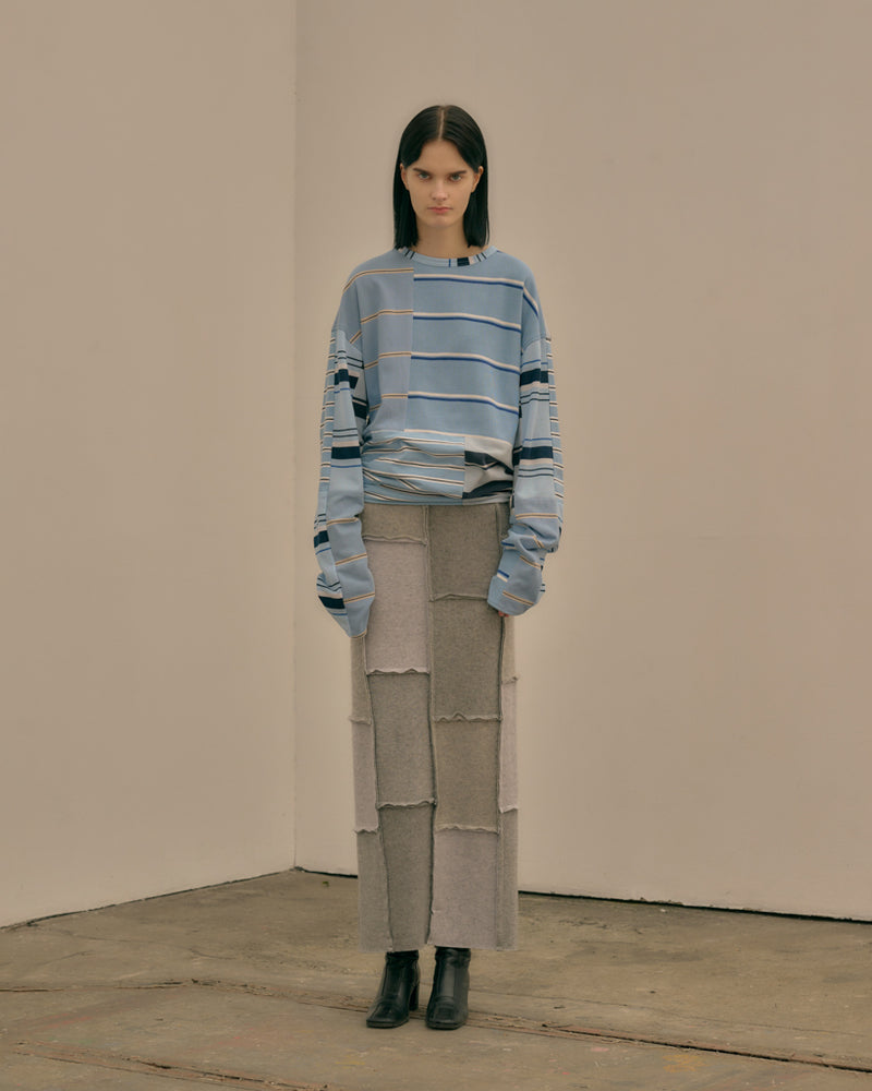 back slit border long t-shirts