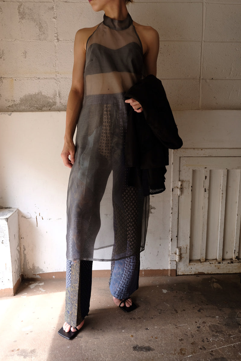silk holter neck dress