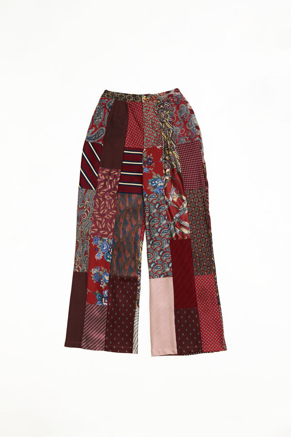 tie patchwork wide pants