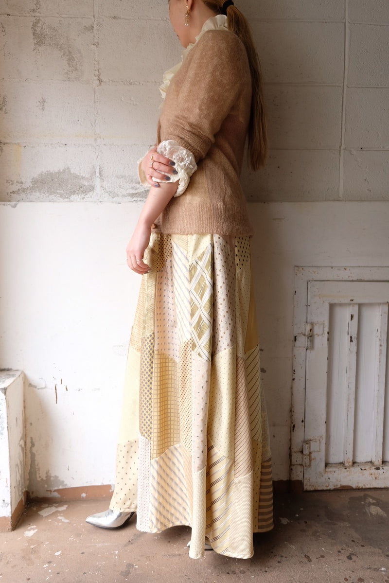 tie patchwork maxi skirt